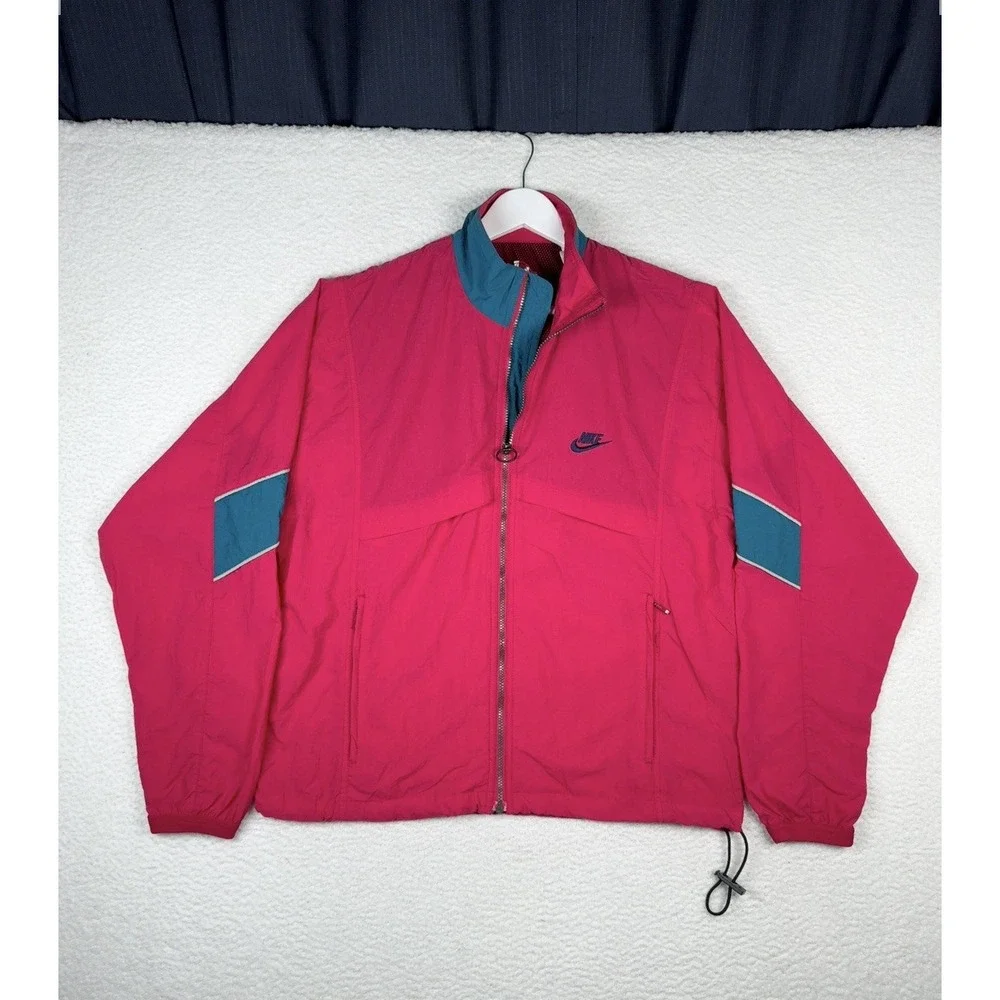 Vintage NIKE INTERNATIONAL Windbreaker Jacket Red Blue - Women's Small